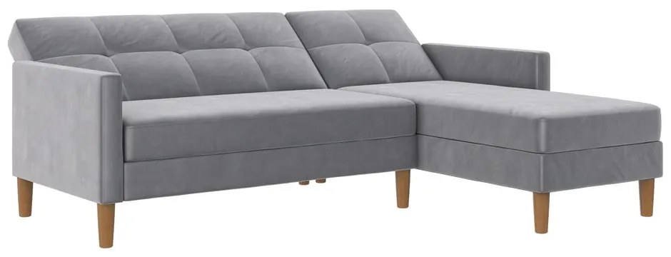 Svetlosivá zamatová rohová pohovka Lilly – Støraa