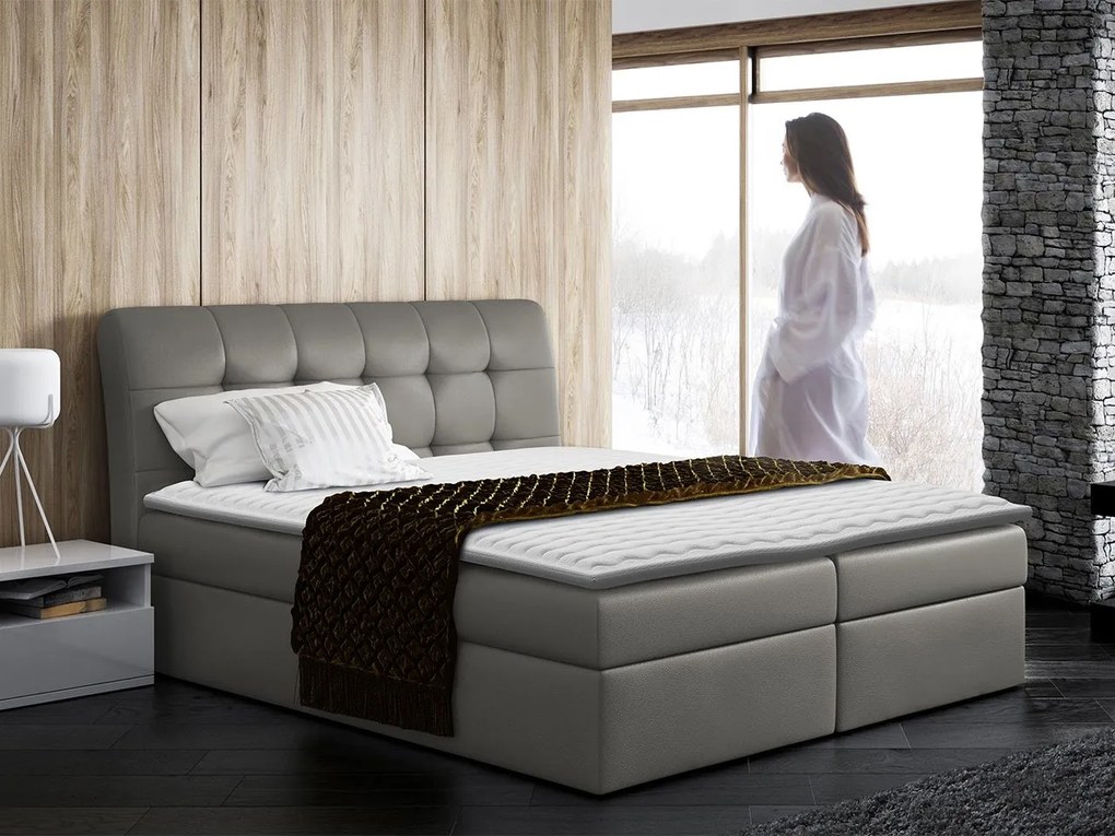 Kontinentálna posteľ Limbo, Rozmer postele: 160x200, Dostupné poťahy: ekokoža Soft 011 (čierna)