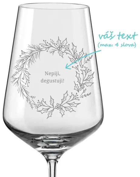 Pieskovaný pohár na víno Vianočný veniec