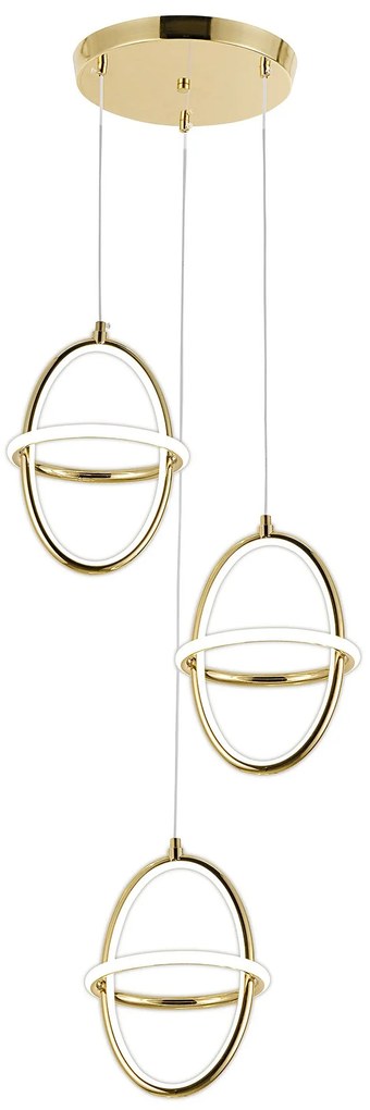 Toolight Toolight, LED závesné svietidlo 3x 20x28cm, 60W, 4000K, 4200lm, G064-3CPR, zlatá lesklá, OSW-08696