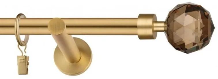 Dekorstudio Garniža jednoradová CRYSTAL zlatá 19mm Dĺžka: 140cm, Typ uchytenia: Držiak otvorený, Typ príslušenstva: Krúžky tiché so štipcami