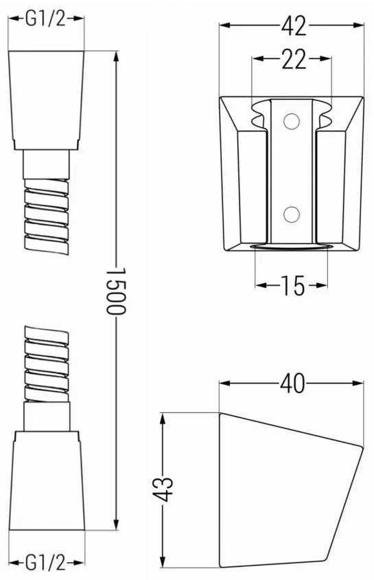 Mexen príslušenstvo - 1-bodový ručný sprchový set R-77, čierna, 785775053-70