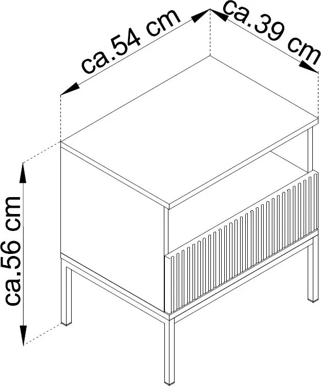 Nočný stolík Sento, čierna/dub wotan, s osvetlením