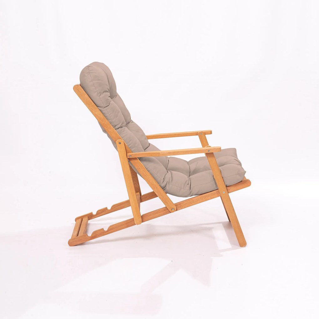 Sada zahradního nábytku Triol se stolem a dvěma lehátky z masivu hnědá