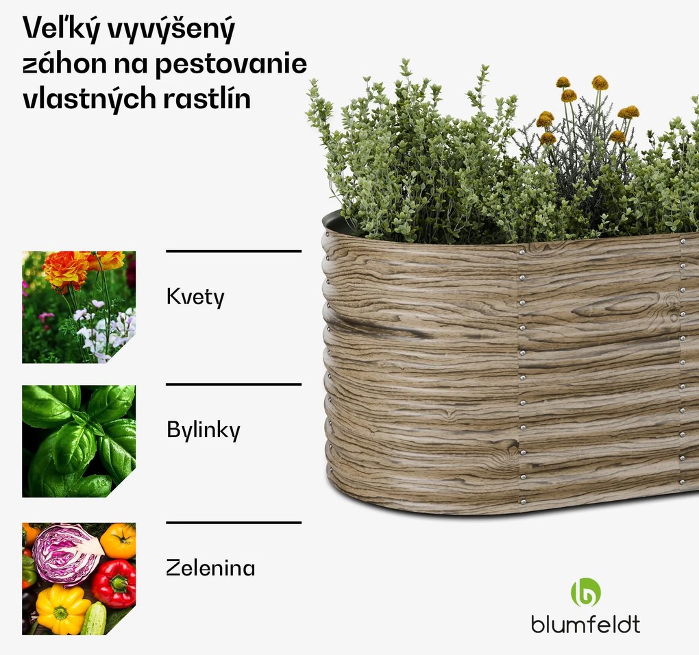 Blumfeldt High Grow vyvýšený záhon, 1169 L, Ergonomický, Odolný voči poveternostným vplyvom, Oválny