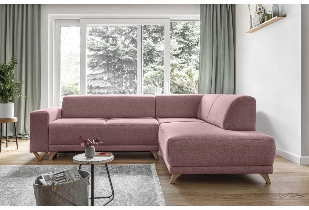 Ružová rozkladacia/s úložným priestorom rohová pohovka (pravý roh/do L) Classy Sophie – Miuform