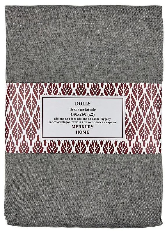 Záclona na páske Dolly polyester tmavo šedá 140x260 (x2) Merkury Home