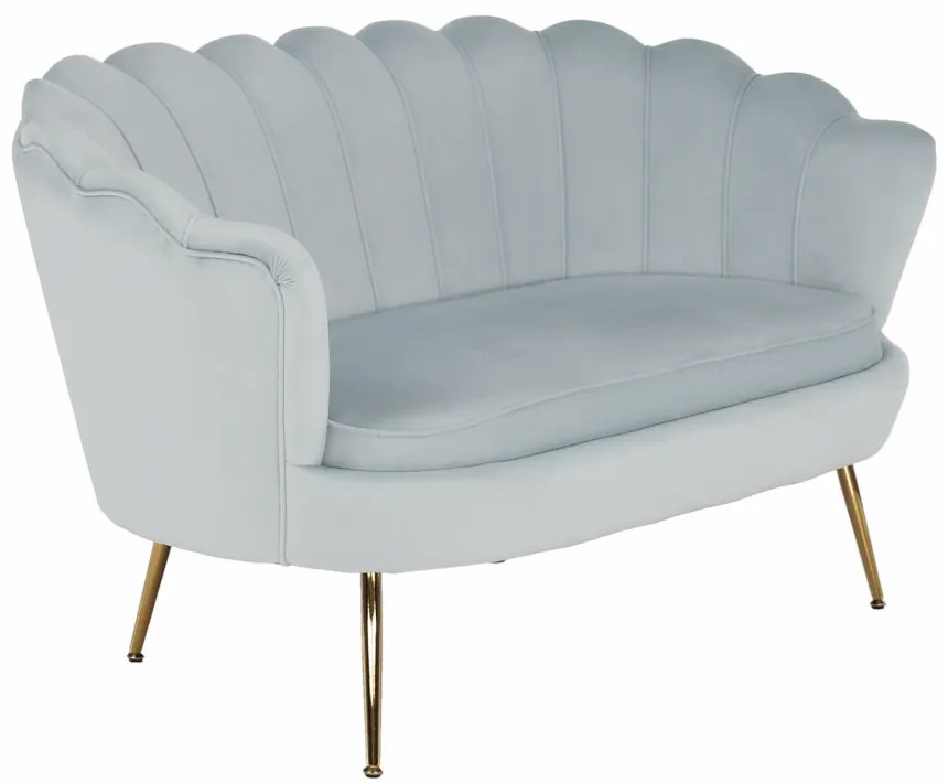Lavica v štýle Art-deco, sivomodrá Velvet látka/gold chróm-zlatý, NOBLIN