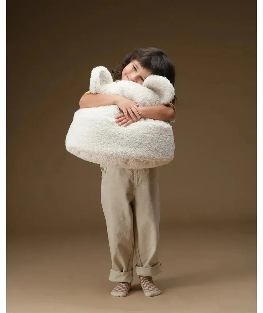 Krémový detský pohovkový vankúš z textílie buklé Teddy Pouch – Wigiwama