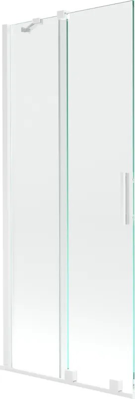 Mexen Velar, 2-krídlová posuvná vaňová zástena 80 x 150 cm, 8mm číre sklo, biely profil, 896-080-000-01-20