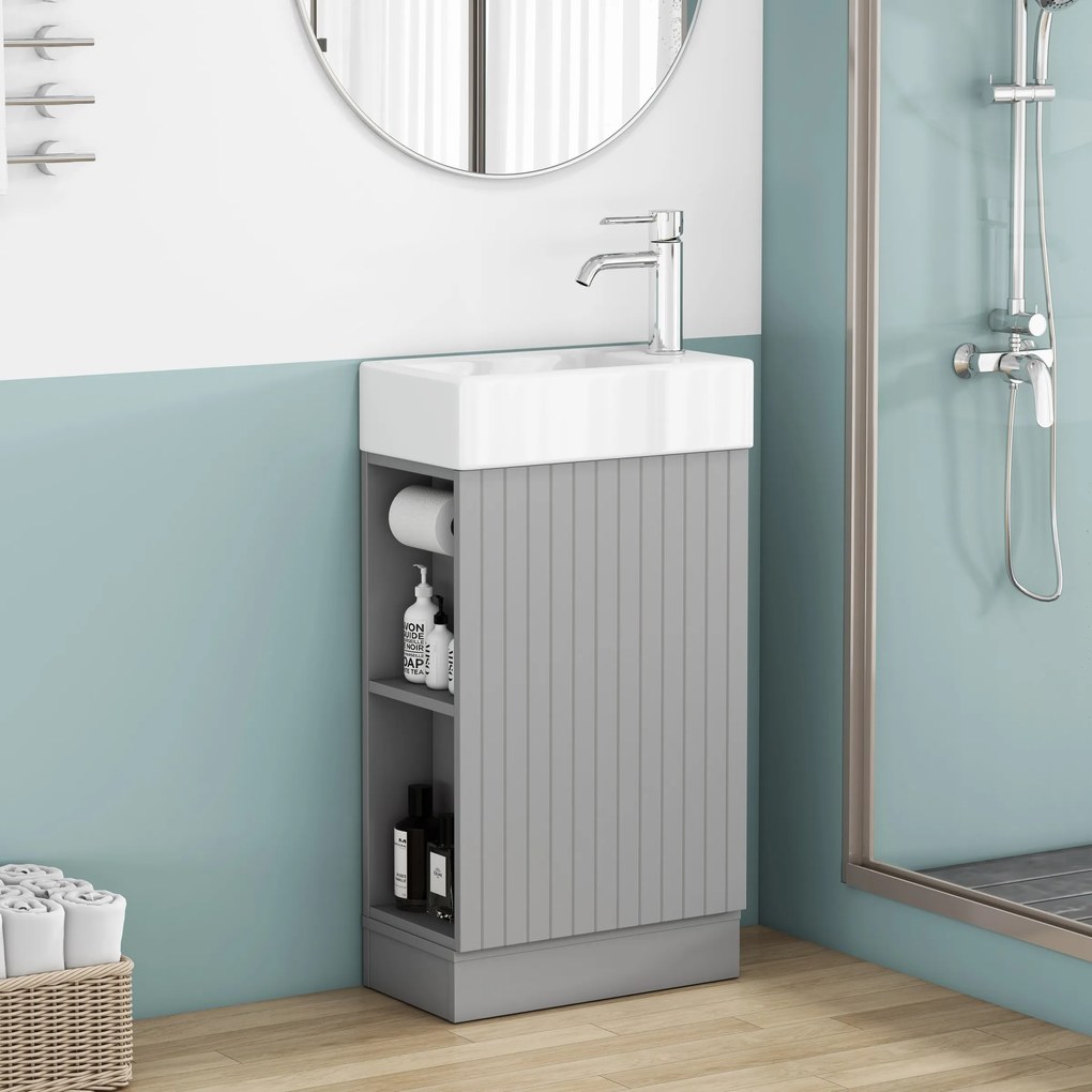 Voľne stojaca skrinka s umývadlom Houseland Ruvin 46 cm sivá