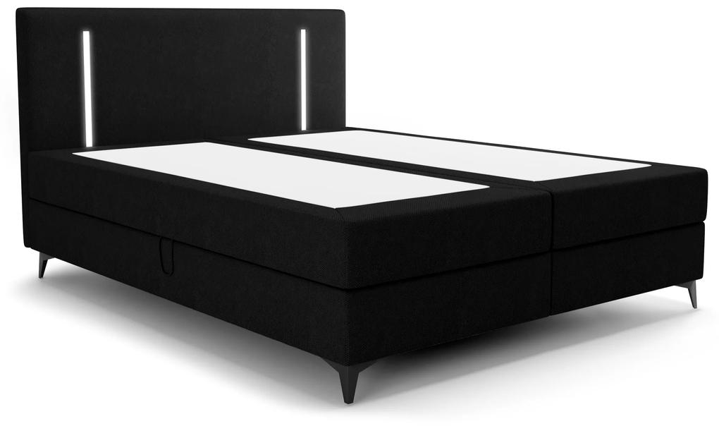 Jednolôžková posteľ 120 cm Ortega Bonell (čierna) (s roštom, s úl. priestorom) (s LED osvetlením). Vlastná spoľahlivá doprava až k Vám domov. 1082612