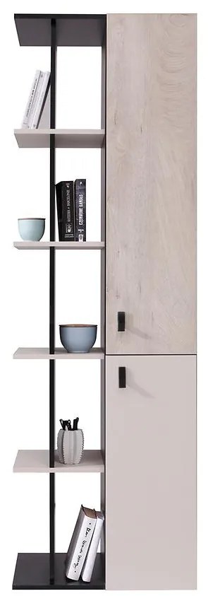 Regál Planet Pl5 čierna/Dub/béžová