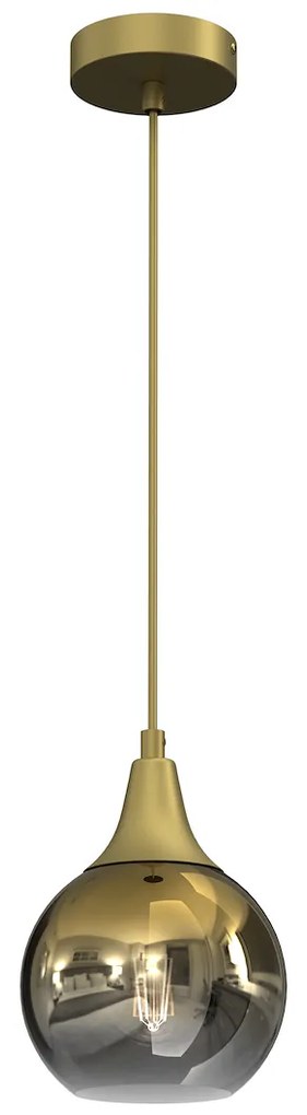 Závesné svietidlo Monte, 1x zlaté sklenené tienidlo, (fi 15cm), g