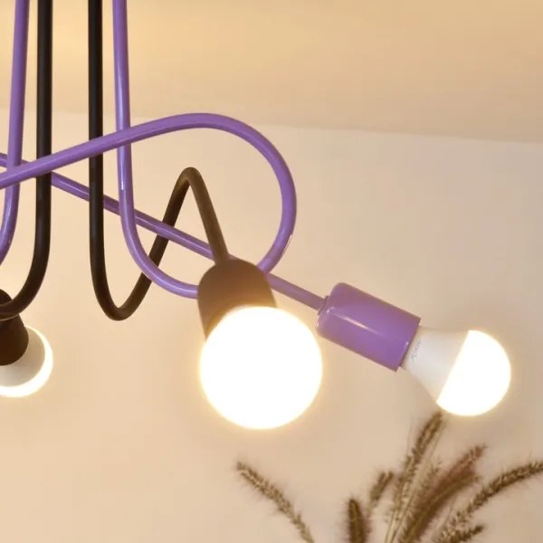 Prisadený luster OXFORD 4xE27/15W/230V čierna/fialová