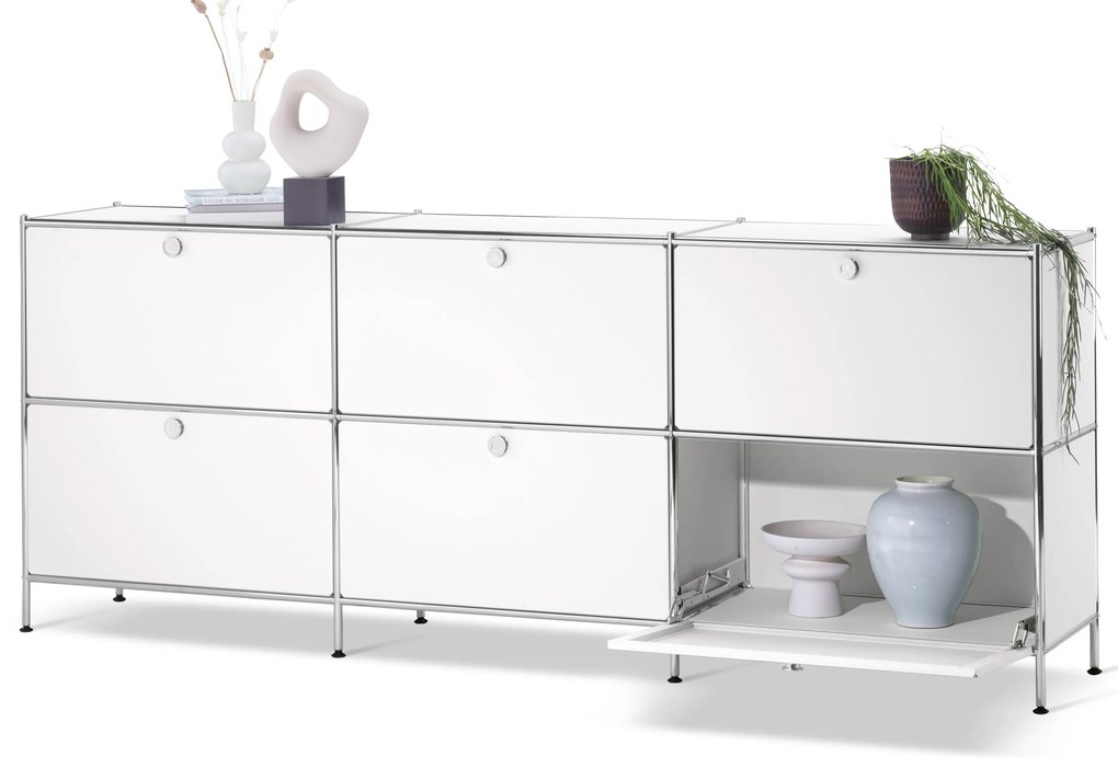 Odkladacia skrinka »CN3« so 6 výklopnými dvierkami, biela