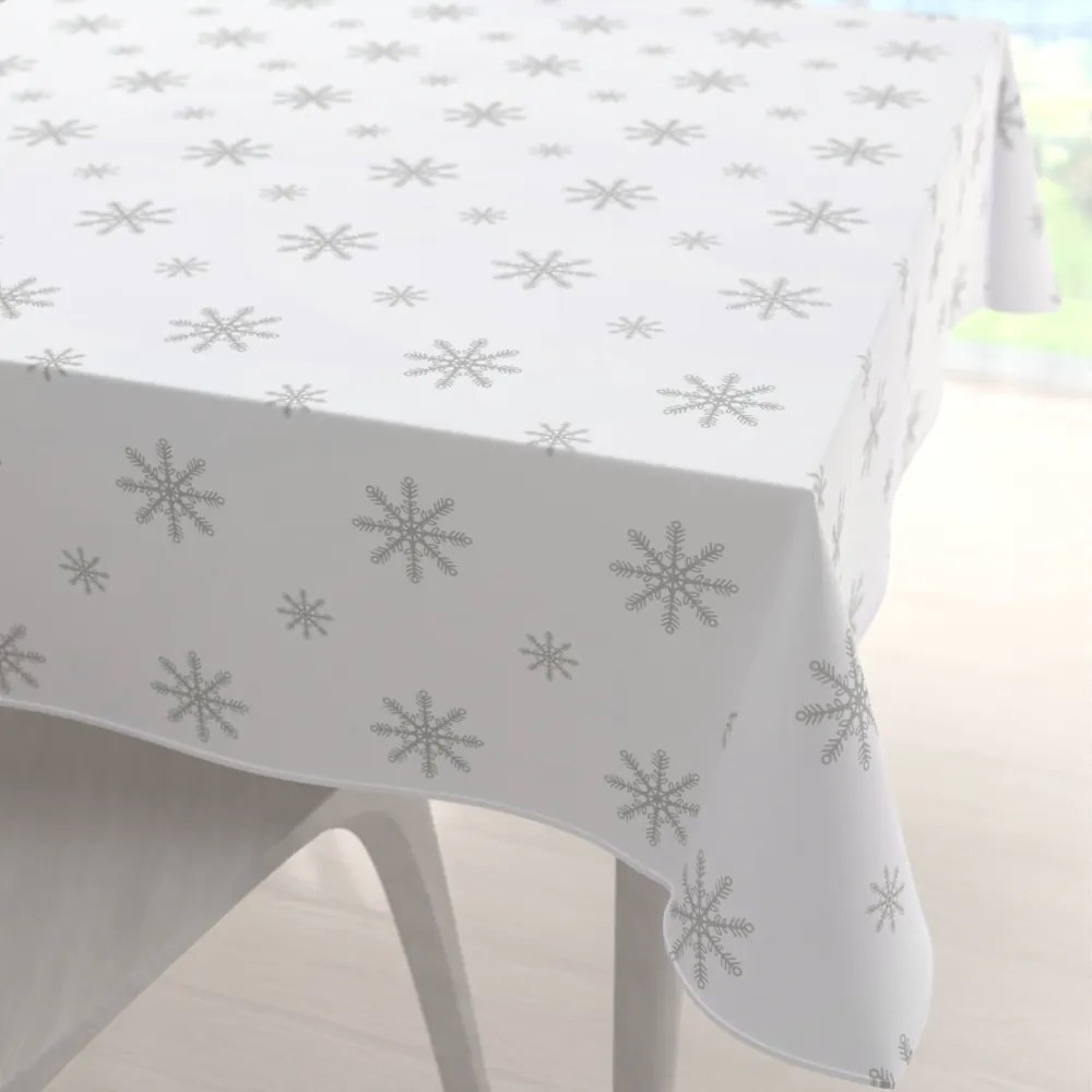 Biante Teflónový štvorcový obrus TF-112 Vianočné sivé vločky na bielom 130x130 cm