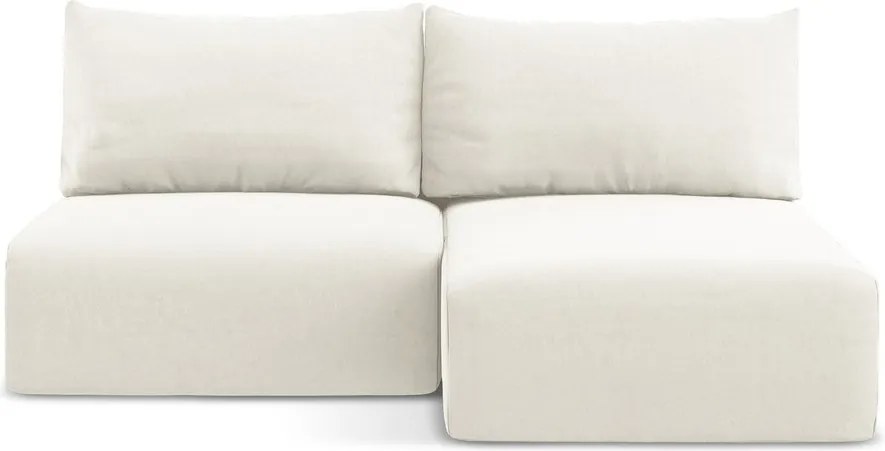 Krémovobiela zamatová rozkladacia/s úložným priestorom rohová pohovka (pravý roh/s leňoškou) Kalena – Makamii