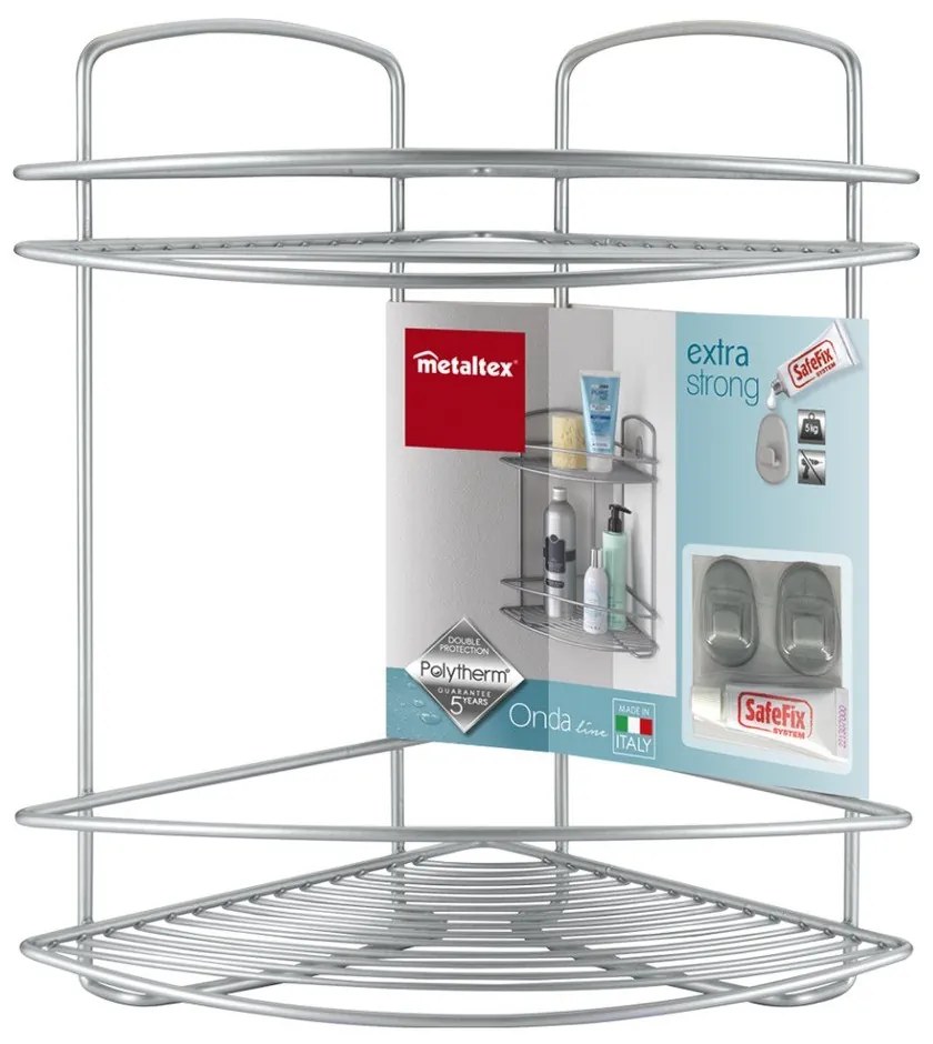 Kúpelňová dvojposchodová rohová polička Metaltex Onda Corner