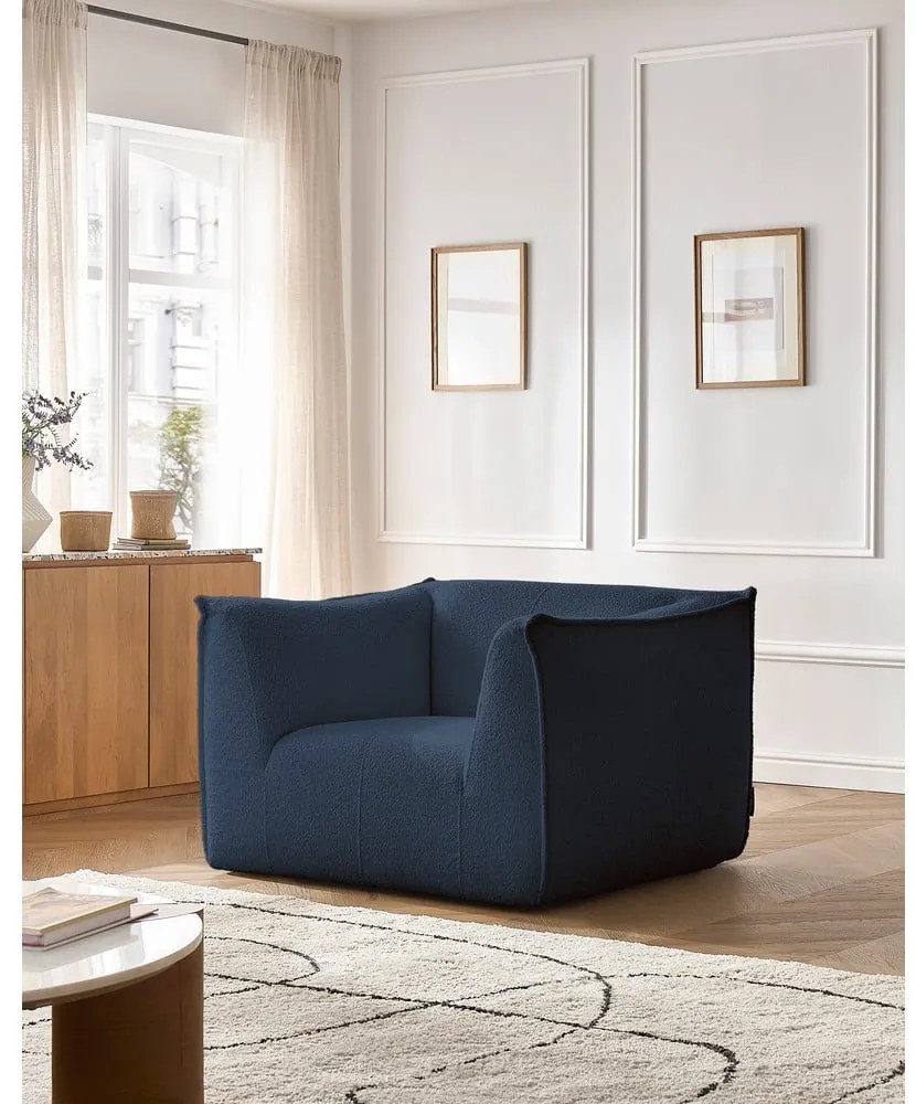 Tmavomodré kreslo z textílie buklé Giorgia – Bobochic Paris