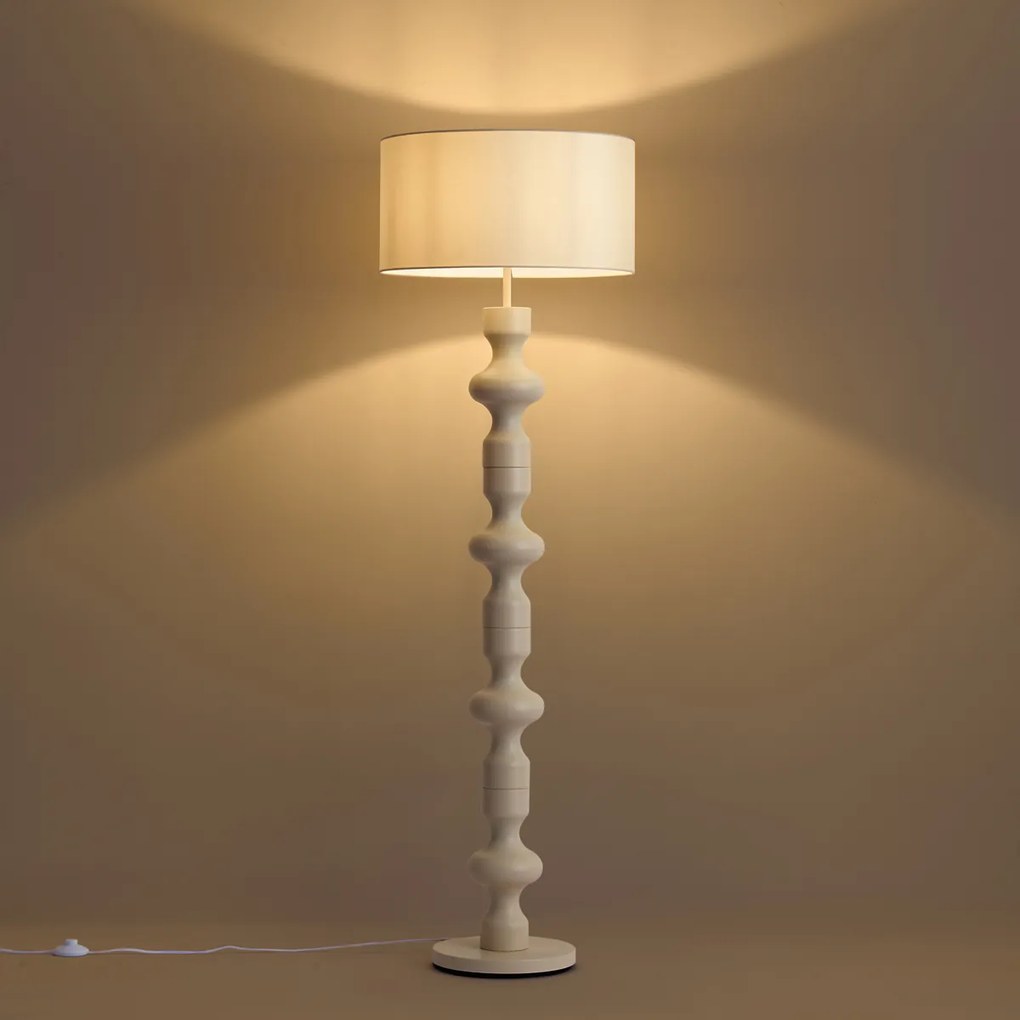 Retro stojaca lampa béžová s látkovým tienidlom 160 cm - Captain