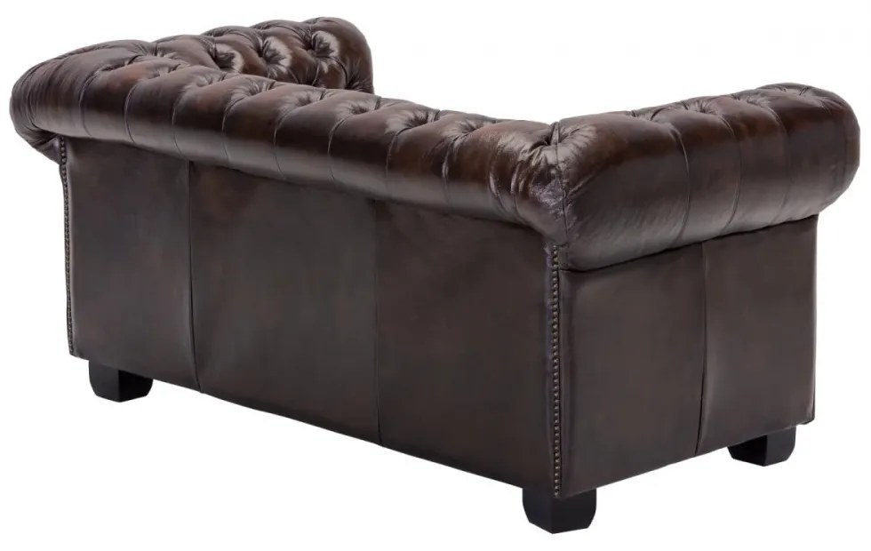 furniture-nabytek.cz - Dvojmiestna pohovka Chesterfield z pravej kože, hnedá