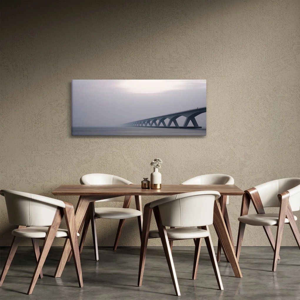 Obraz mosta v hmle (120x50 cm)