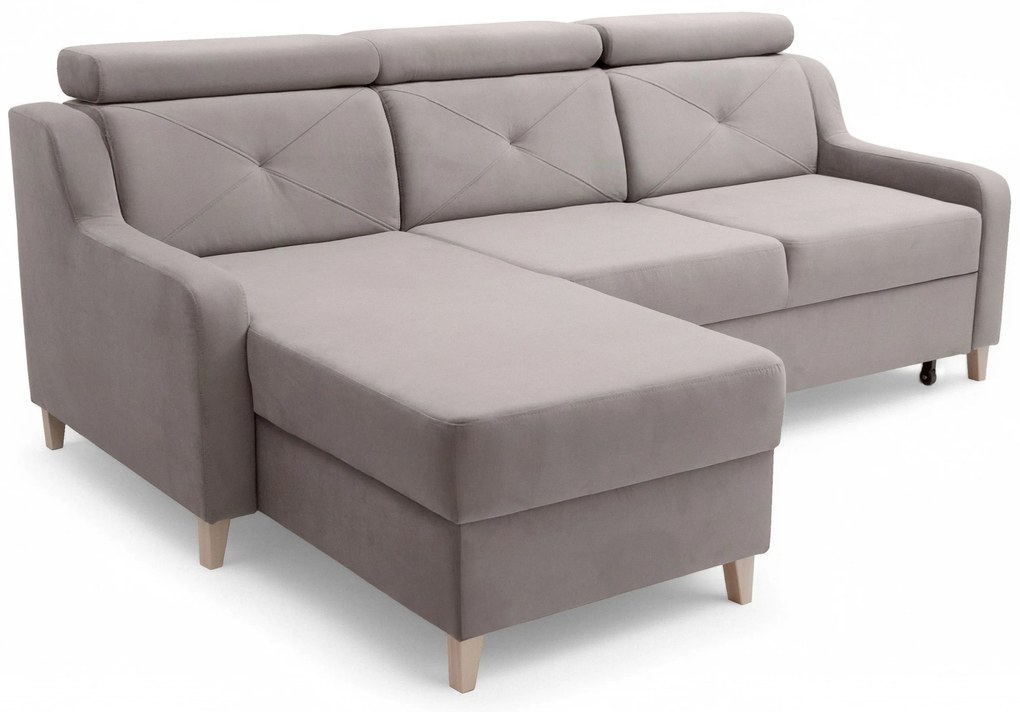 Rohová sedačka Laksaro s rozkladom ľavostranná - tmavý béžový zamat Jasmine 25