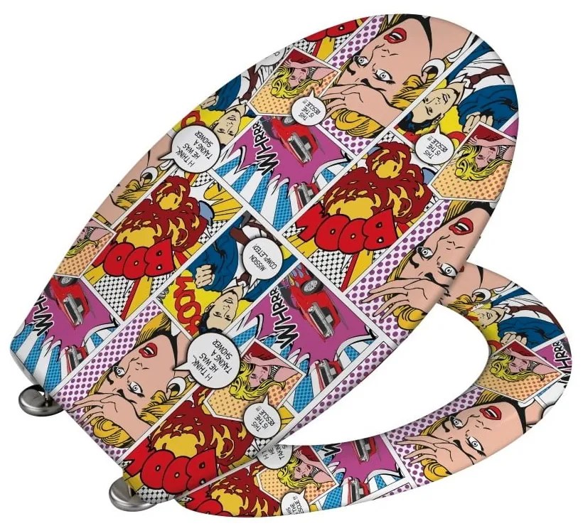 WC sedadlo s jednoduchým zatváraním Wenko Pop Art, 45,5 × 38 cm