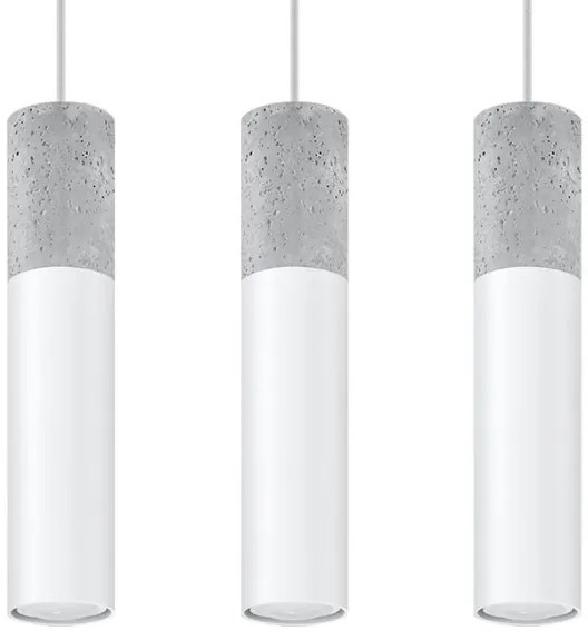 Sollux SL.0649 - Luster na lanku BORGIO 3xGU10/40W/230V betón/kov biela