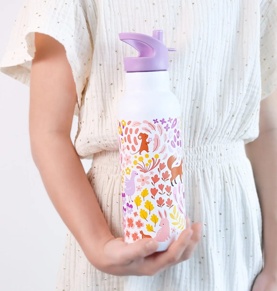 A Little Lovely Company - antikorová fľaša na pitie, 500 ml - kvetinová záhrada