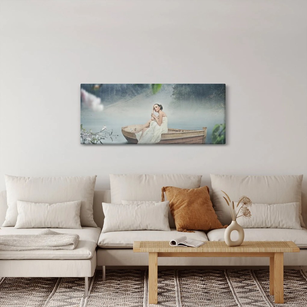Obraz - Žena na loďke (120x50 cm)