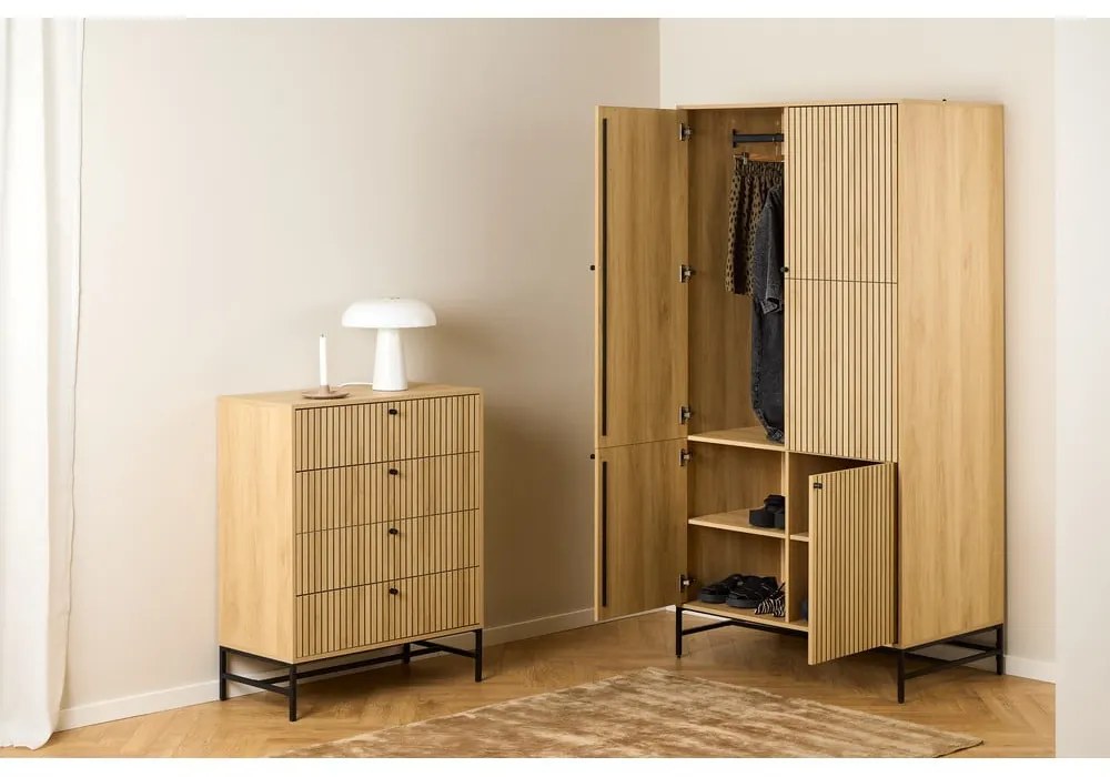 Šatníková skriňa v dekore duba v prírodnej farbe 99x200x60 cm Albany – Actona