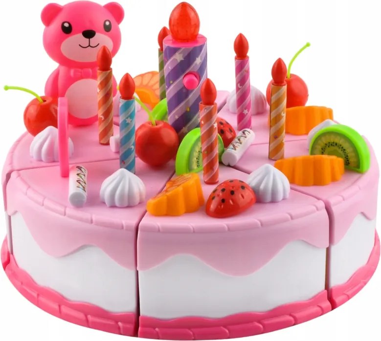 ISO Detský plastový narodeninovú tortu 80 dielov, ružový, 7466