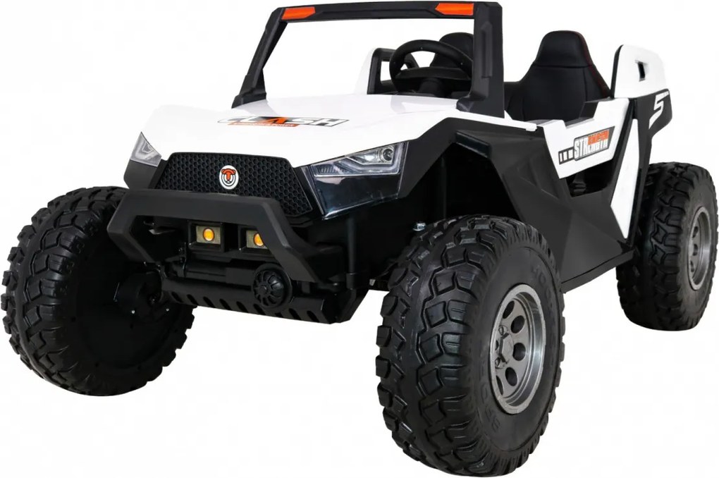 Ramiz Batériový kočík Clash pre 2 deti Biely + diaľkové ovládanie + pohon 4x4 + nastavenie sedadla + rádio MP3 + LED