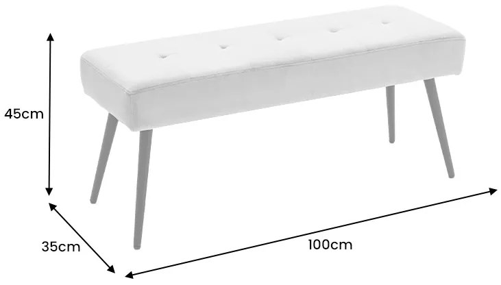 Dizajnová lavica Bailey 100 cm šampanský zamat