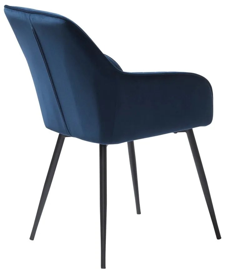 Tmavomodré čalúnené jedálenské kreslá v súprave s podrúčkami 2 ks Nolan Stripe – Unique Furniture