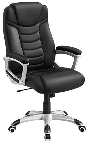 Kancelárske kreslo, v imitácii kože, 67-77x53x52cm, čierne
