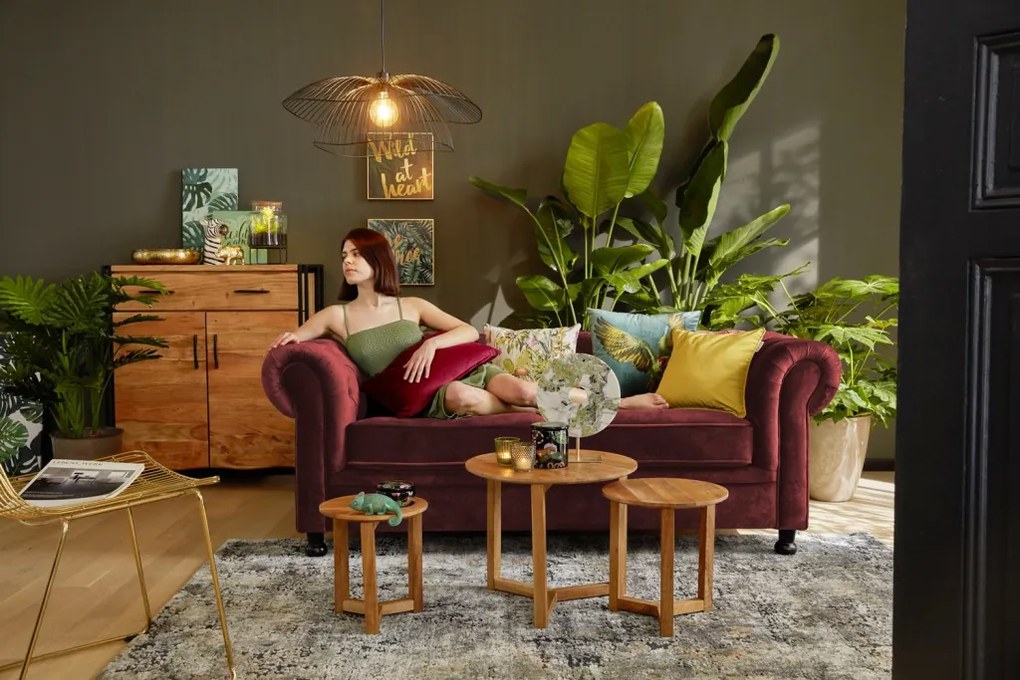 Pohovka Chesterfield, červená látka