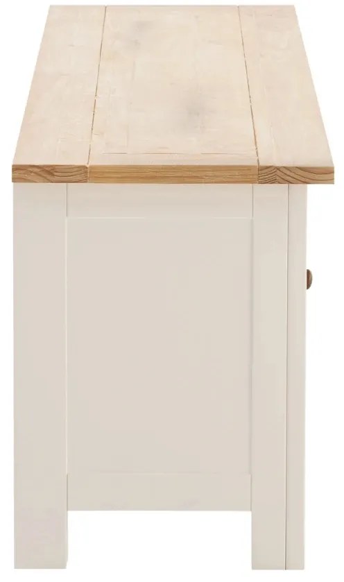 furniture-nabytek.cz - Masívny TV stolík Capera z borovice a MDF, lakovaný, biela/hnedá