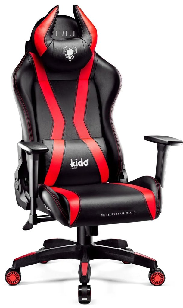 Diablo Chairs - Detské kreslo Diablo Kids X-Horn 2.0: čierno-červené