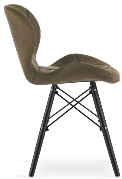 Set štyroch jedálenských stoličiek LAGO zamatové, hnedé / čierne (4 ks)