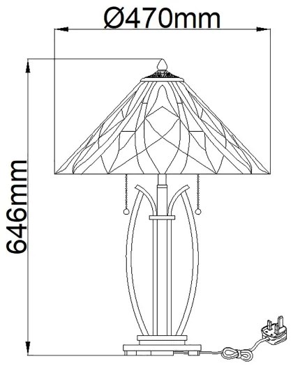 Elstead QZ-VICTORY-TL - Stolná lampa Tiffany VICTORY 2xE27/60W/230V