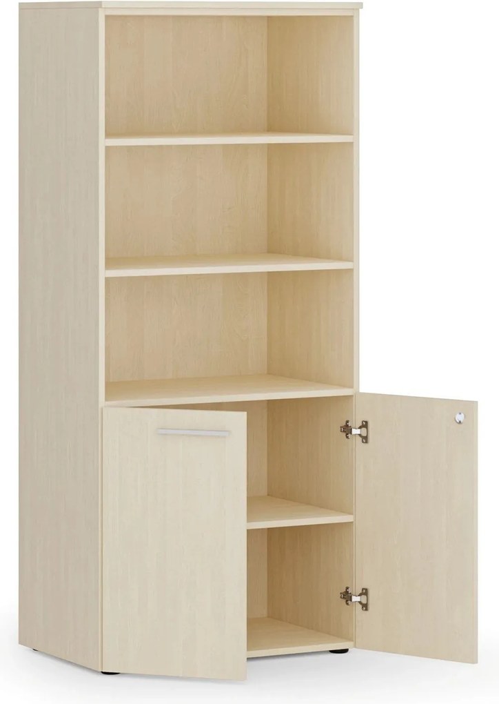 Kombinovaná kancelárska skriňa PRIMO WOOD, nízke dvere, 800 x 500 x 1781 mm, breza