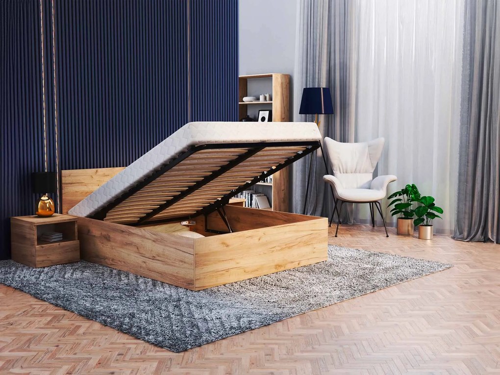 Manželská posteľ Dolly s úložným priestorom - dub craft Rozmer: 140x200