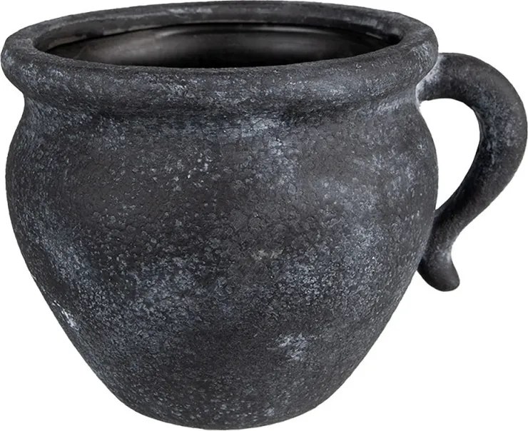 Granitový antik keramický obal na kvetináč s uchom Granit - 20*16*14cm