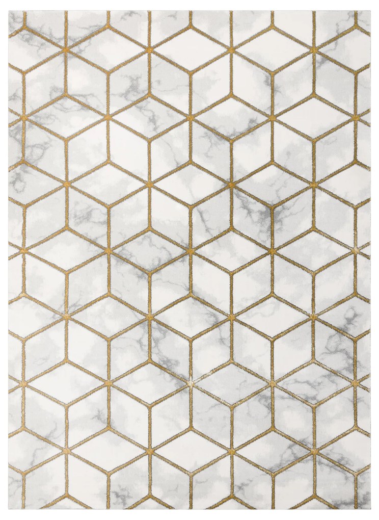Koberec EMERALD exkluzívny 1014 glamour, kocky krémovo / zlatý