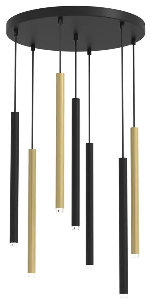 Luster na lanku MONZA 7xG9/8W/230V čierna/zlatá