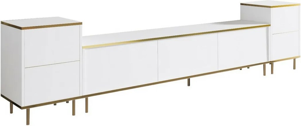 TV stolík s skrinkami Imej White and Gold