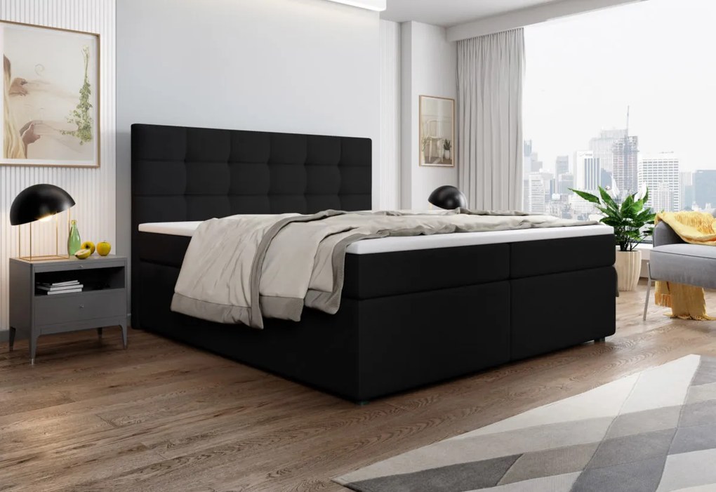 Čalúnená posteľ boxspring SALMA + topper, 140x200, inari 91